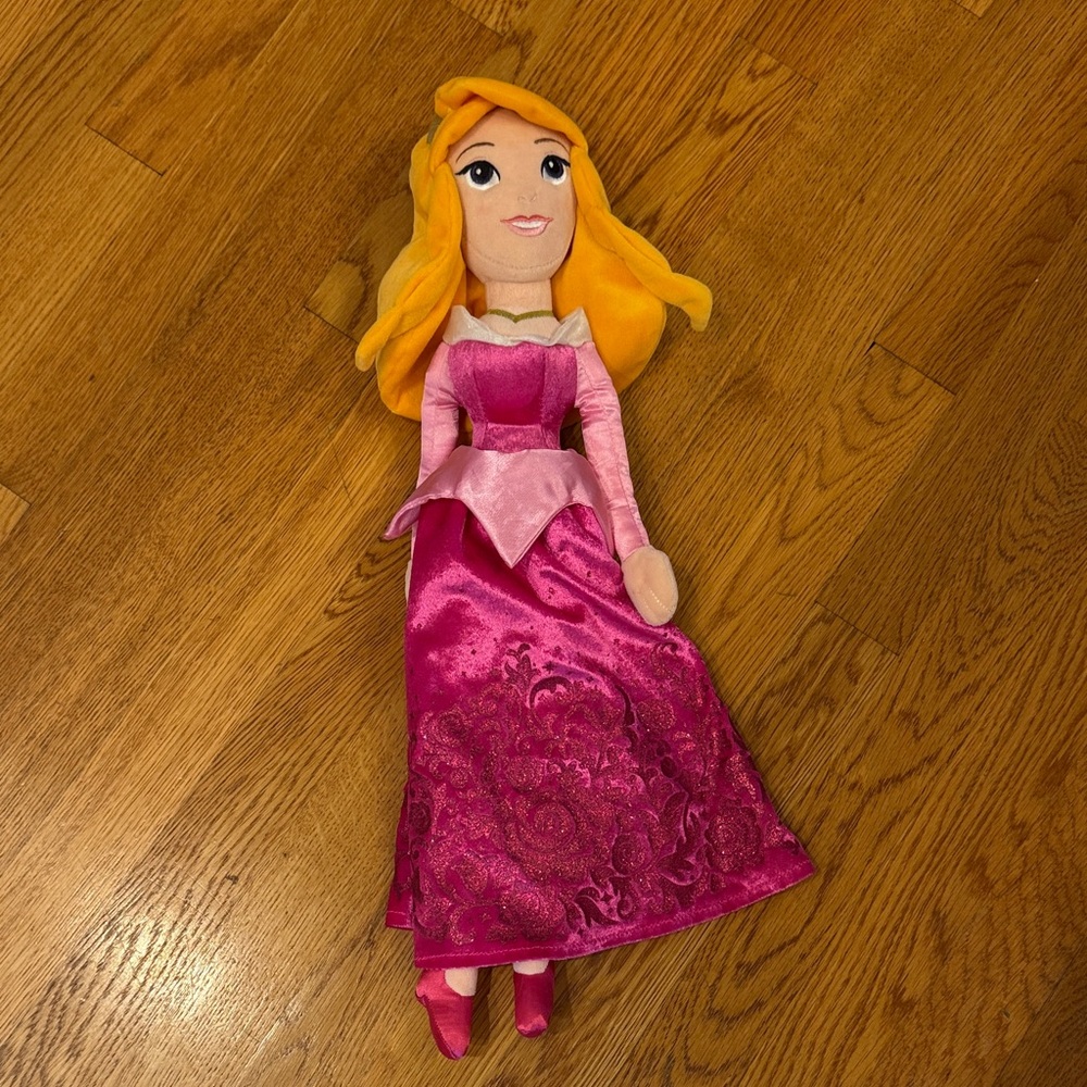 Princess Aurora Plush Doll - Pink Dress, Yellow Hair